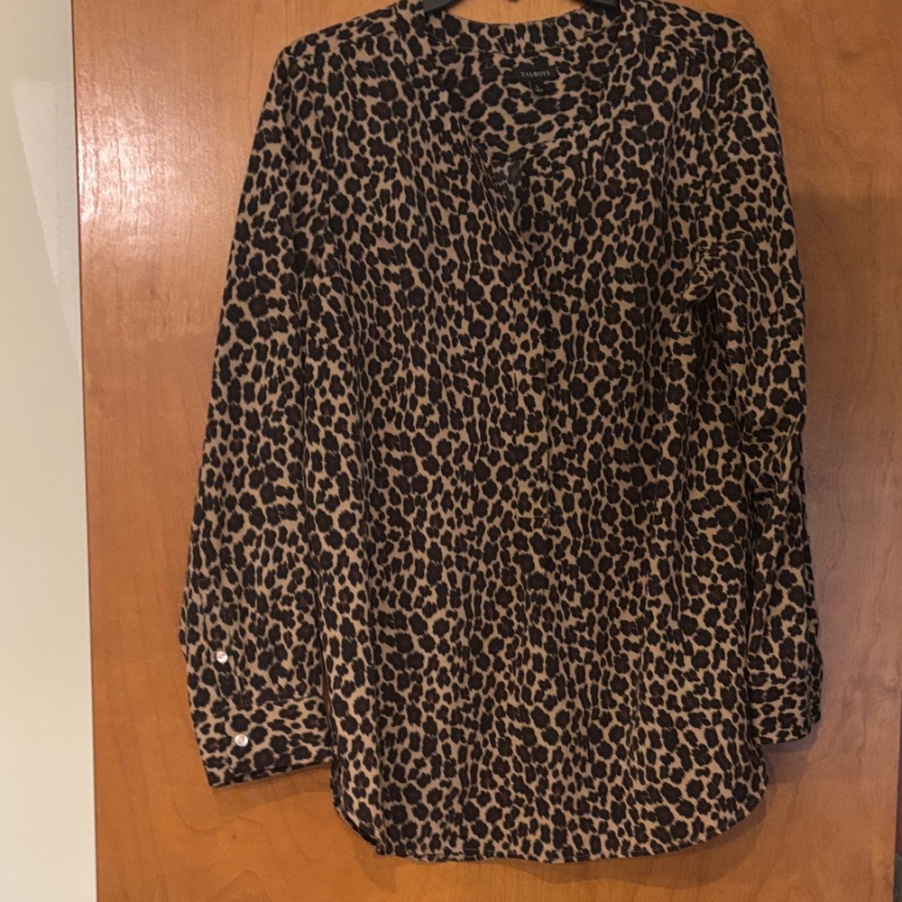 Talbots Brown Leopard Print Blouse